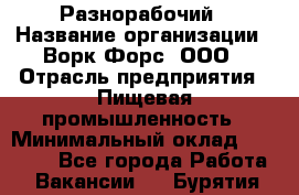 Разнорабочий › Название организации ­ Ворк Форс, ООО › Отрасль предприятия ­ Пищевая промышленность › Минимальный оклад ­ 27 000 - Все города Работа » Вакансии   . Бурятия респ.